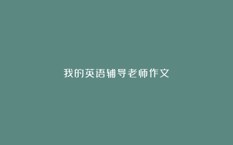 我的英语辅导老师作文