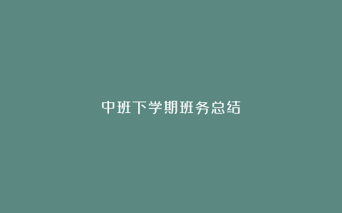 中班下学期班务总结