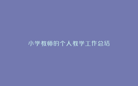 小学教师的个人教学工作总结