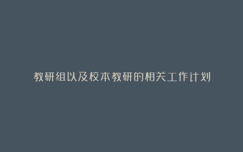 教研组以及校本教研的相关工作计划