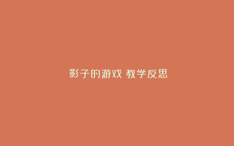 《影子的游戏》教学反思