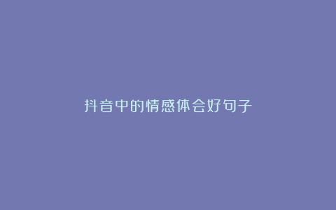 抖音中的情感体会好句子