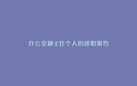 办公室副主任个人的述职报告