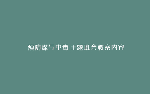 《预防煤气中毒》主题班会教案内容