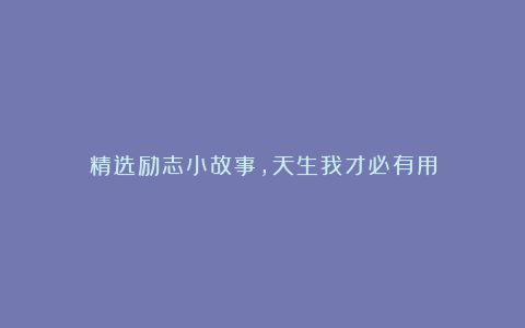 精选励志小故事，天生我才必有用