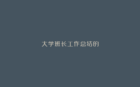 大学班长工作总结的