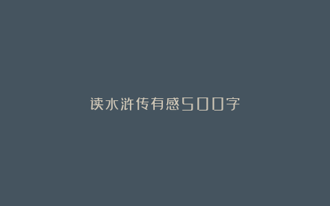 读水浒传有感500字