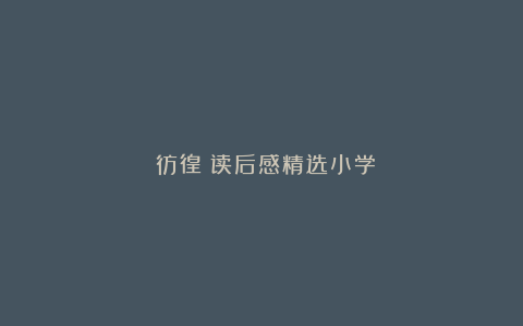 《彷徨》读后感精选小学