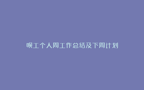 员工个人周工作总结及下周计划