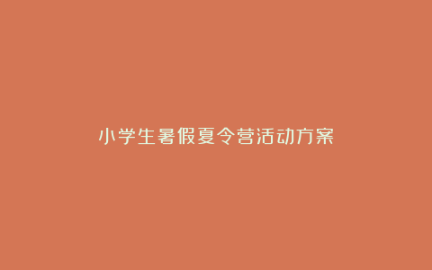 小学生暑假夏令营活动方案