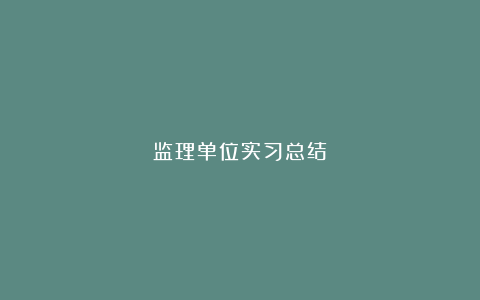 监理单位实习总结