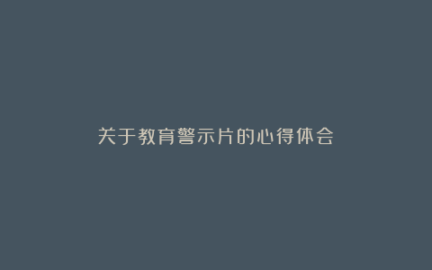 关于教育警示片的心得体会