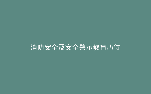 消防安全及安全警示教育心得