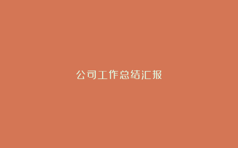 公司工作总结汇报