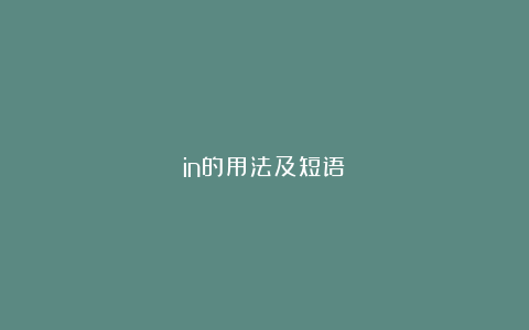 in的用法及短语