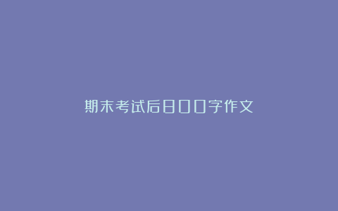 期末考试后800字作文