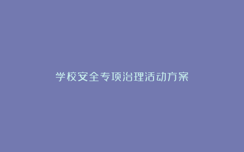 学校安全专项治理活动方案