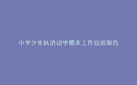 小学少先队活动学期末工作总结报告