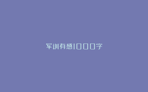 军训有感1000字