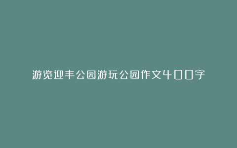 游览迎丰公园游玩公园作文400字