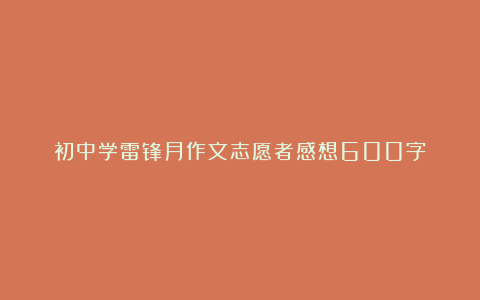 初中学雷锋月作文志愿者感想600字