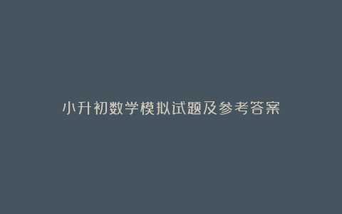 小升初数学模拟试题及参考答案