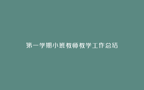 第一学期小班教师教学工作总结