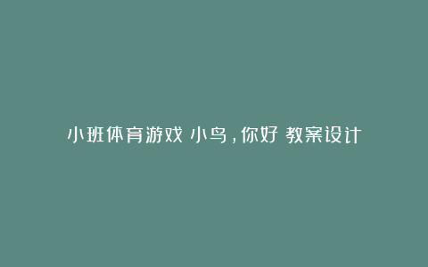 小班体育游戏《小鸟,你好》教案设计