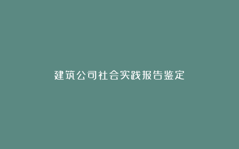 建筑公司社会实践报告鉴定