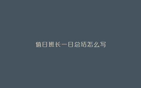 值日班长一日总结怎么写