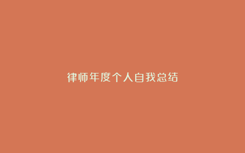 律师年度个人自我总结