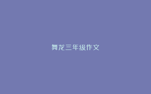 舞龙三年级作文