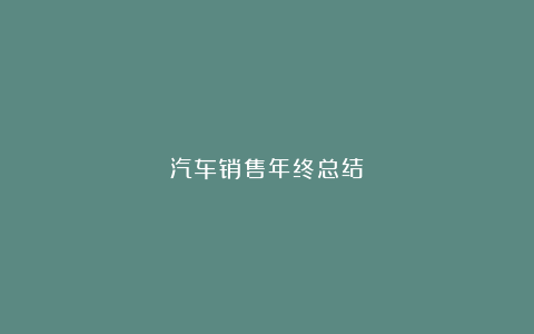 汽车销售年终总结