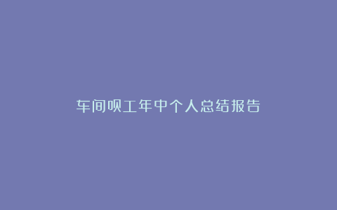 车间员工年中个人总结报告