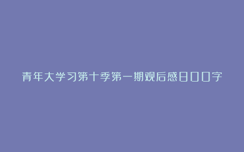 青年大学习第十季第一期观后感800字