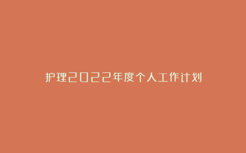 护理2022年度个人工作计划