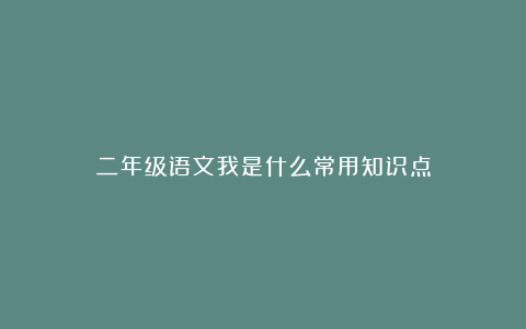 二年级语文我是什么常用知识点