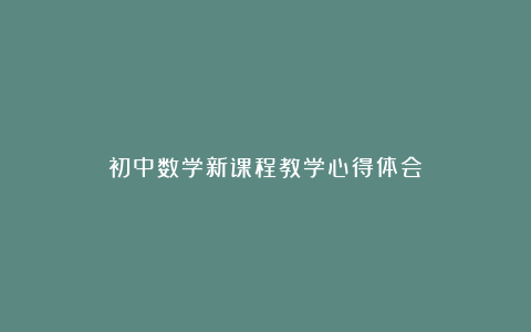 初中数学新课程教学心得体会