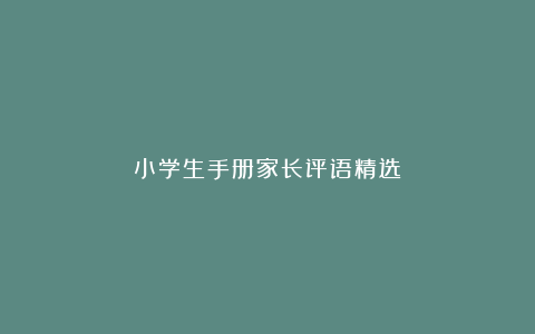 小学生手册家长评语精选