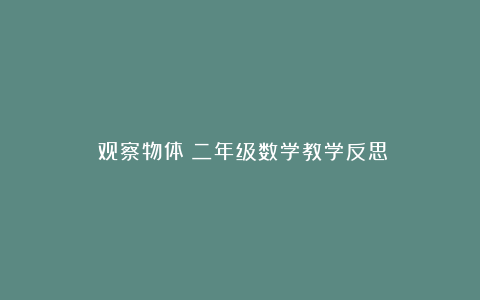 《观察物体》二年级数学教学反思