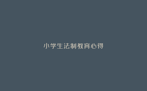 小学生法制教育心得