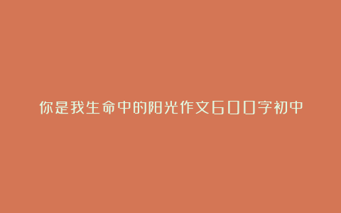 你是我生命中的阳光作文600字初中