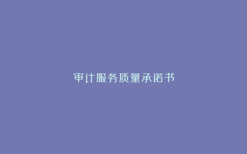 审计服务质量承诺书