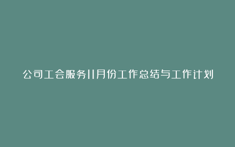 公司工会服务11月份工作总结与工作计划