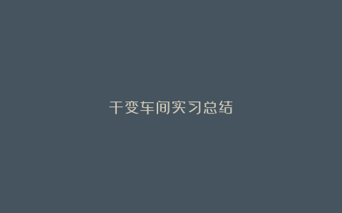 干变车间实习总结