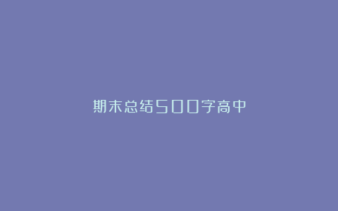 期末总结500字高中