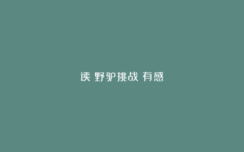 读《野驴挑战》有感