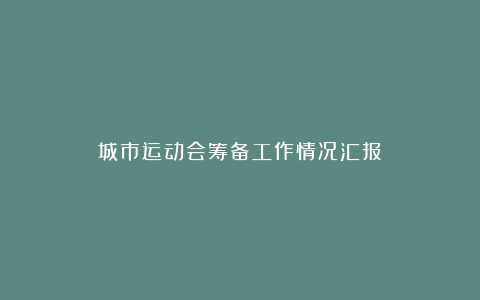 城市运动会筹备工作情况汇报