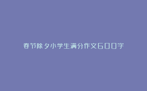 春节除夕小学生满分作文600字