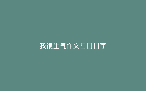 我很生气作文500字